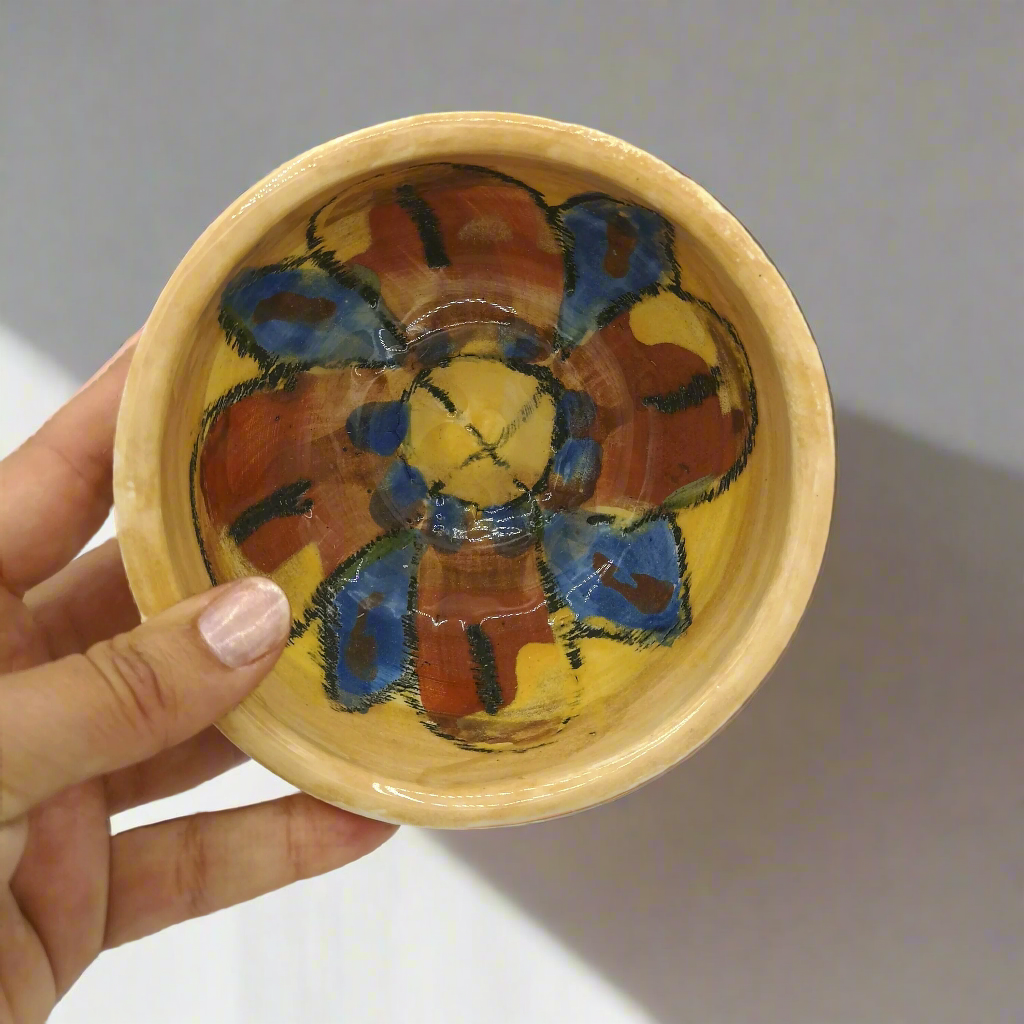 Decorative Ceramic Bowl with Hand-Painted Flower – Ring Holder Dish