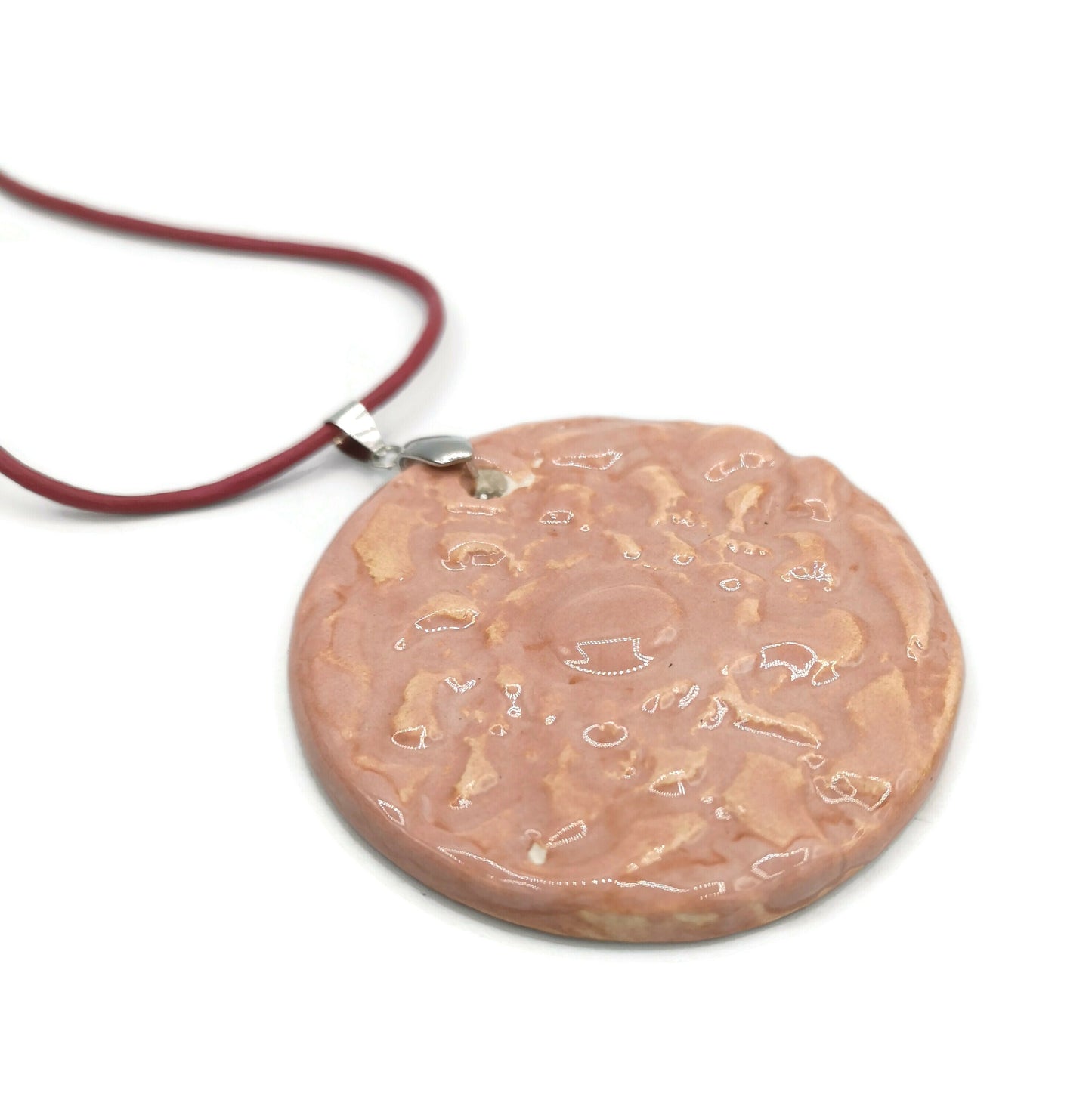 Extra Large Circle Pendant For Jewelry Making, Cute Clay Charm Necklace Pendant, Handmade Large Ceramic Pendant Gift For Friends - Ceramica Ana Rafael