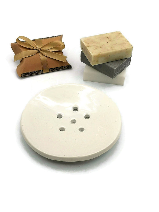White Clay Soap Saver, Handmade Ceramic Draining Soap Dish Soap Dispenser, Soap Bar Holder, Pottery Tray, Small Zero Waste Trinket Dish - Ceramica Ana Rafael