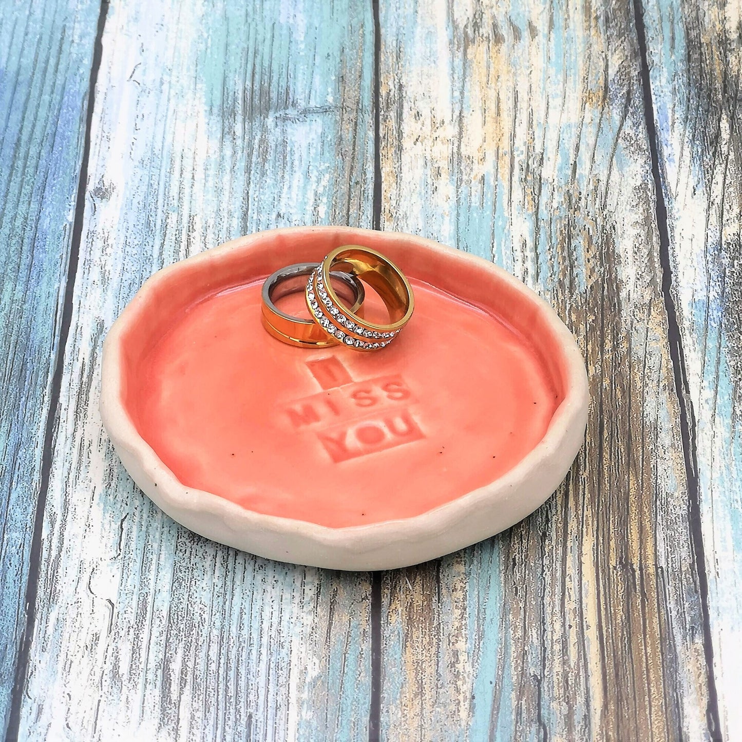 Handmade Ceramic Ring Holder Dish, Ring Organizer, Custom Jewelry Dish I Miss You Gift, Small Trinket Tray, Key Dish, Soap Dish, Candy Dish - Ceramica Ana Rafael