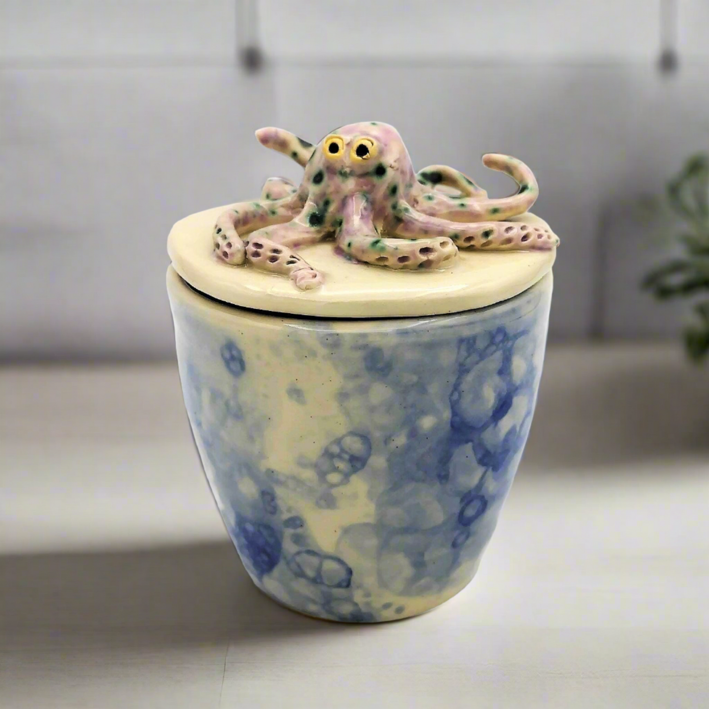 Handmade Ceramic Sugar Bowl with Lid - Modern Sugar Jar, Coastal Home Decor, Housewarming Gift, Stoneware Salt Container