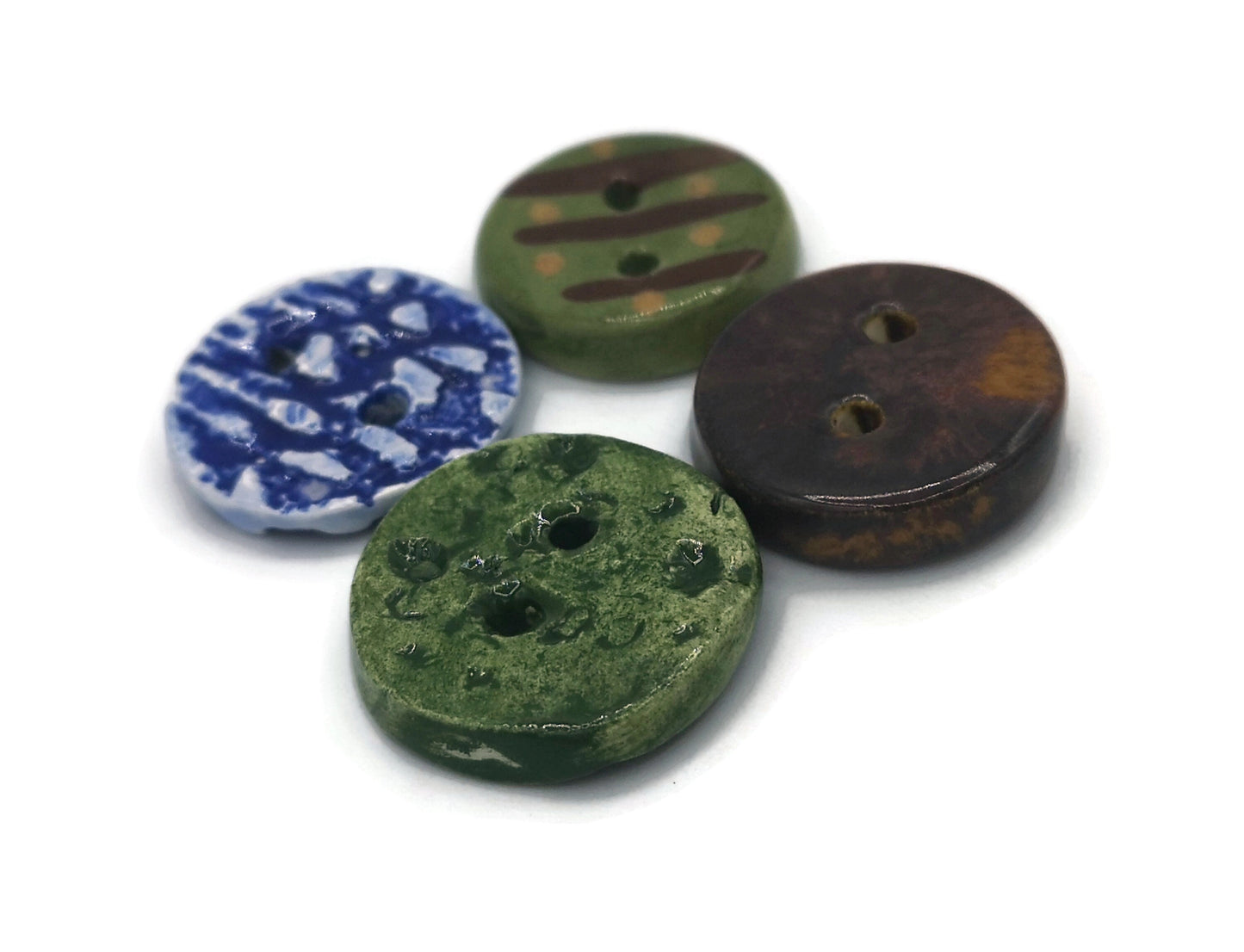 4Pc 30mm Handmade Ceramic Sewing Buttons, Round Large Buttons, Coat Buttons, Jewelry Making Buttons Antique Look, Sewing Supplies and Notion - Ceramica Ana Rafael