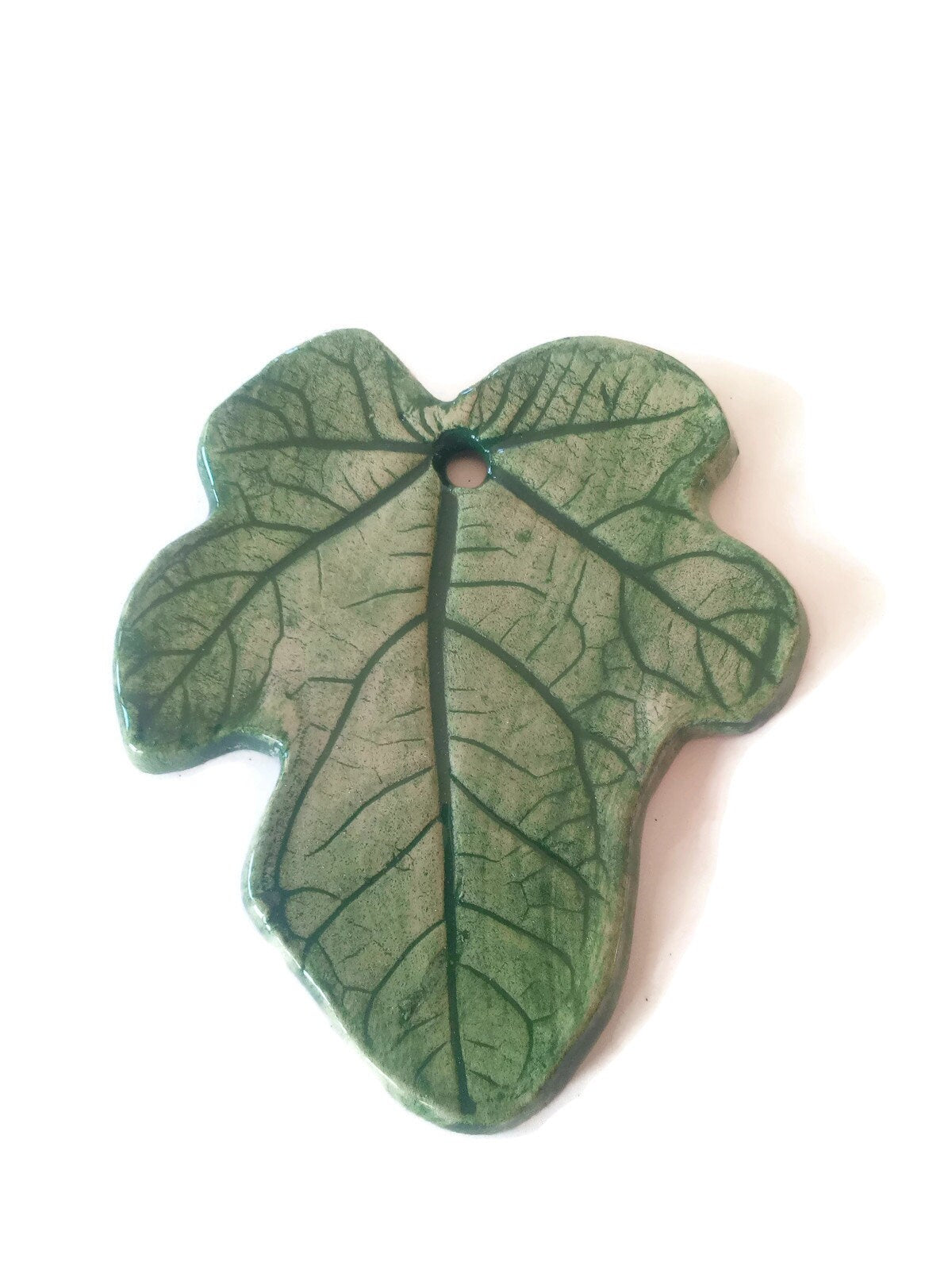 Handmade Ceramics Leaf Necklace Pendant For Jewelry Making, Trending Now, Best Sellers Unique Jewelry Clay Charms For Statement Necklace - Ceramica Ana Rafael