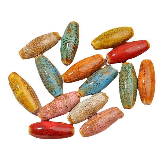 10 Pcs Large Ceramic Bullet Beads – Jewelry Making & Craft Supplies