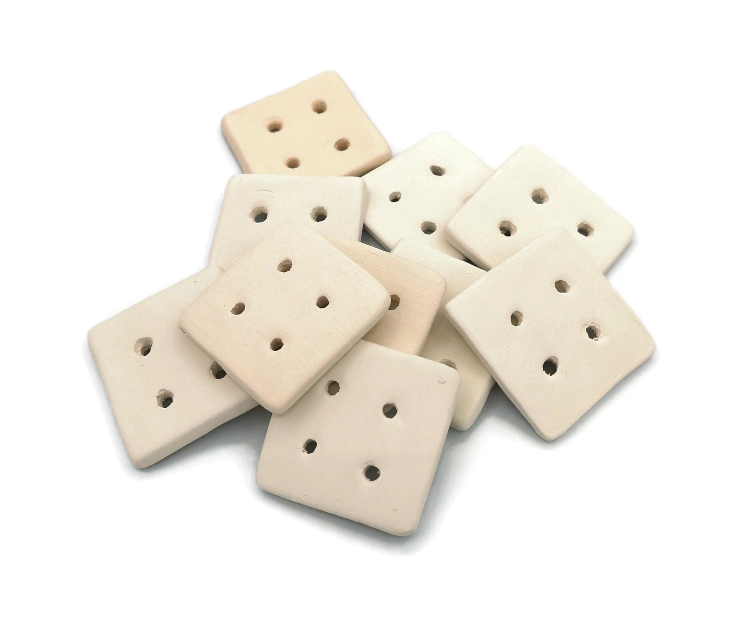 Blank Handmade Ceramic Bisque Sewing Buttons Ready To Paint, Square Unpainted Flat Button For Knitting, Novelty Customizable Buttons - Ceramica Ana Rafael