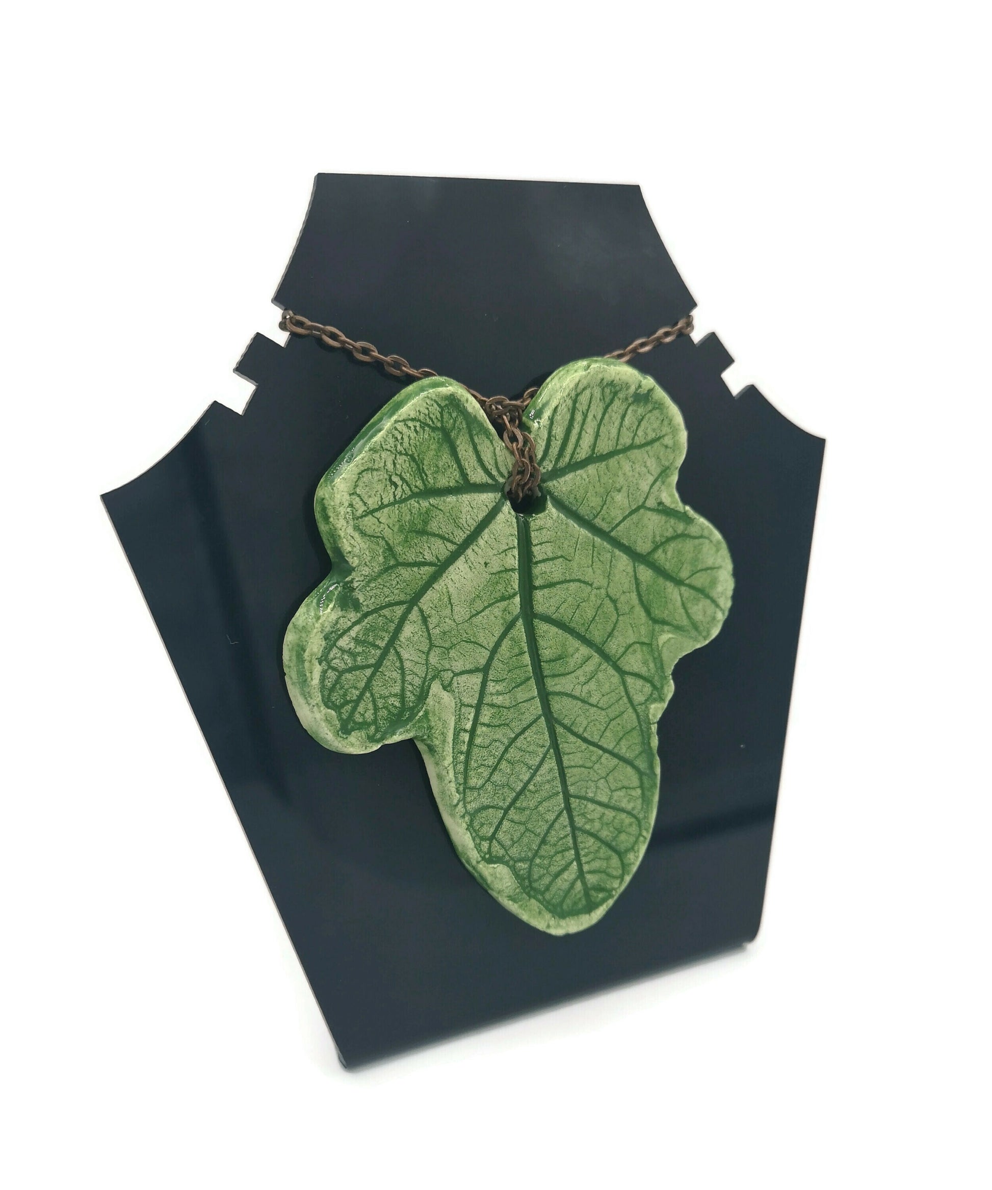 Handmade Ceramics Leaf Necklace Pendant For Jewelry Making, Trending Now, Best Sellers Unique Jewelry Clay Charms For Statement Necklace - Ceramica Ana Rafael