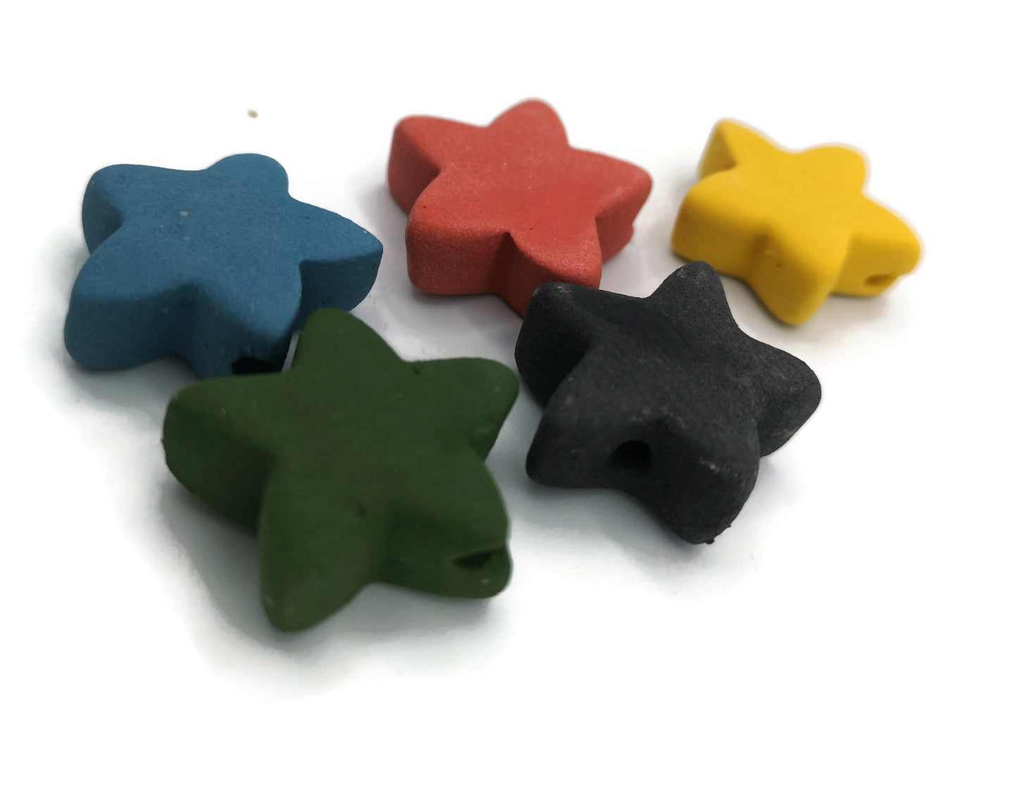 5Pc 25mm Extra Large Handmade Ceramic Star Beads For Jewelry Making, Assorted Clay Beads, Best Seling Items, Unique Decorative Macrame Beads - Ceramica Ana Rafael