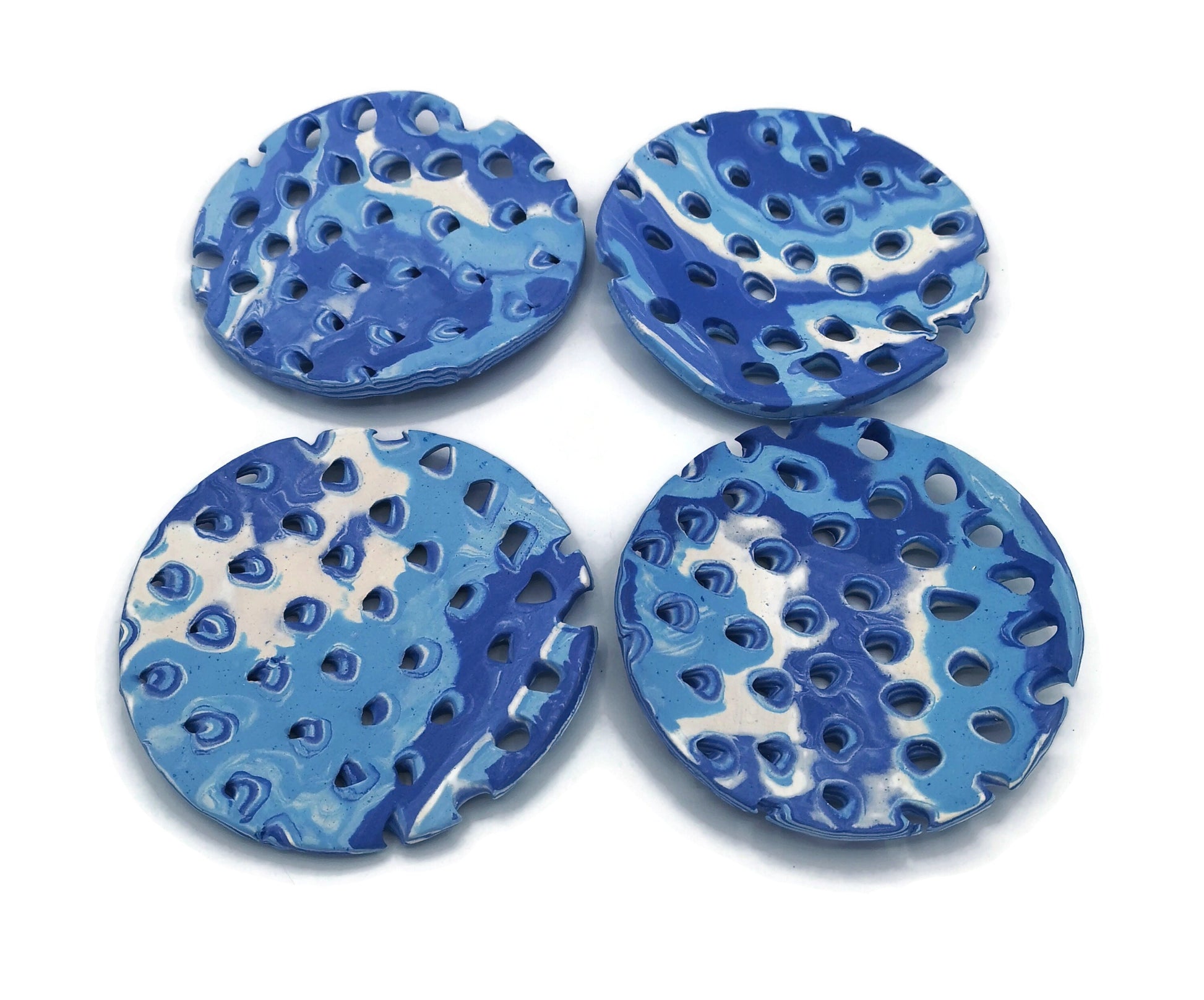 Handmade Ceramic Soap Dish Self Draining, Matte Blue Pottery Soap Bar Holder, Eco-Friendly Products, Shampoo or Sponge Holder for Bathroom - Ceramica Ana Rafael