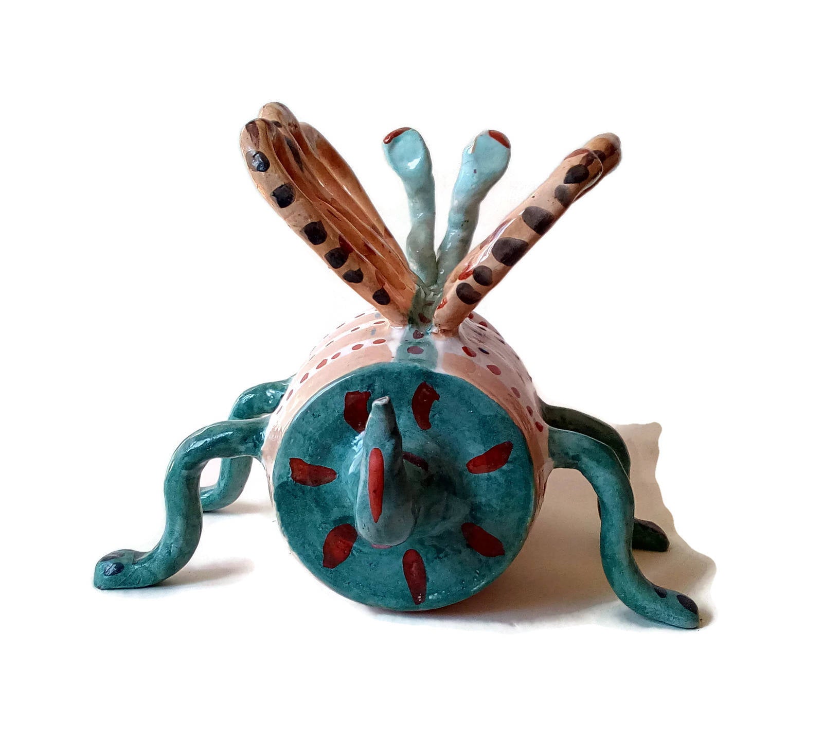 Handmade Ceramic Sculpture Weird Creature, Colorful Hand Painted Abstract Animal Figure, Clay Office Desk Accessories Best Gifts For Him - Ceramica Ana Rafael