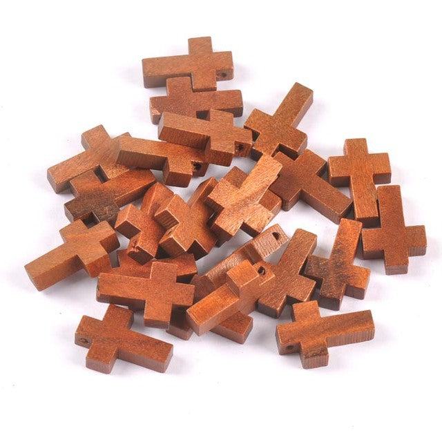 50 Wooden Cross Charms 22mm – Christian Jewelry Making Supplies