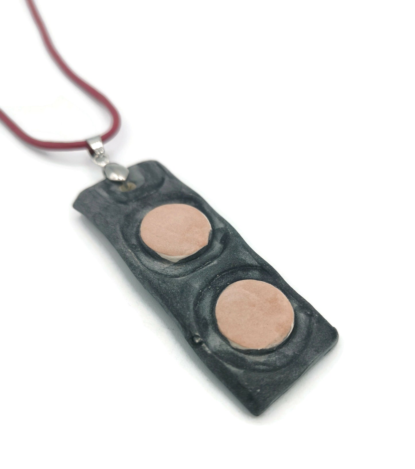 2Pc 55mm Long Handmade Ceramic Geometrick Necklace Pendant For Jewelry Making, Rectangle Shaped Modern Clay Charms For Eclectic Earrings - Ceramica Ana Rafael