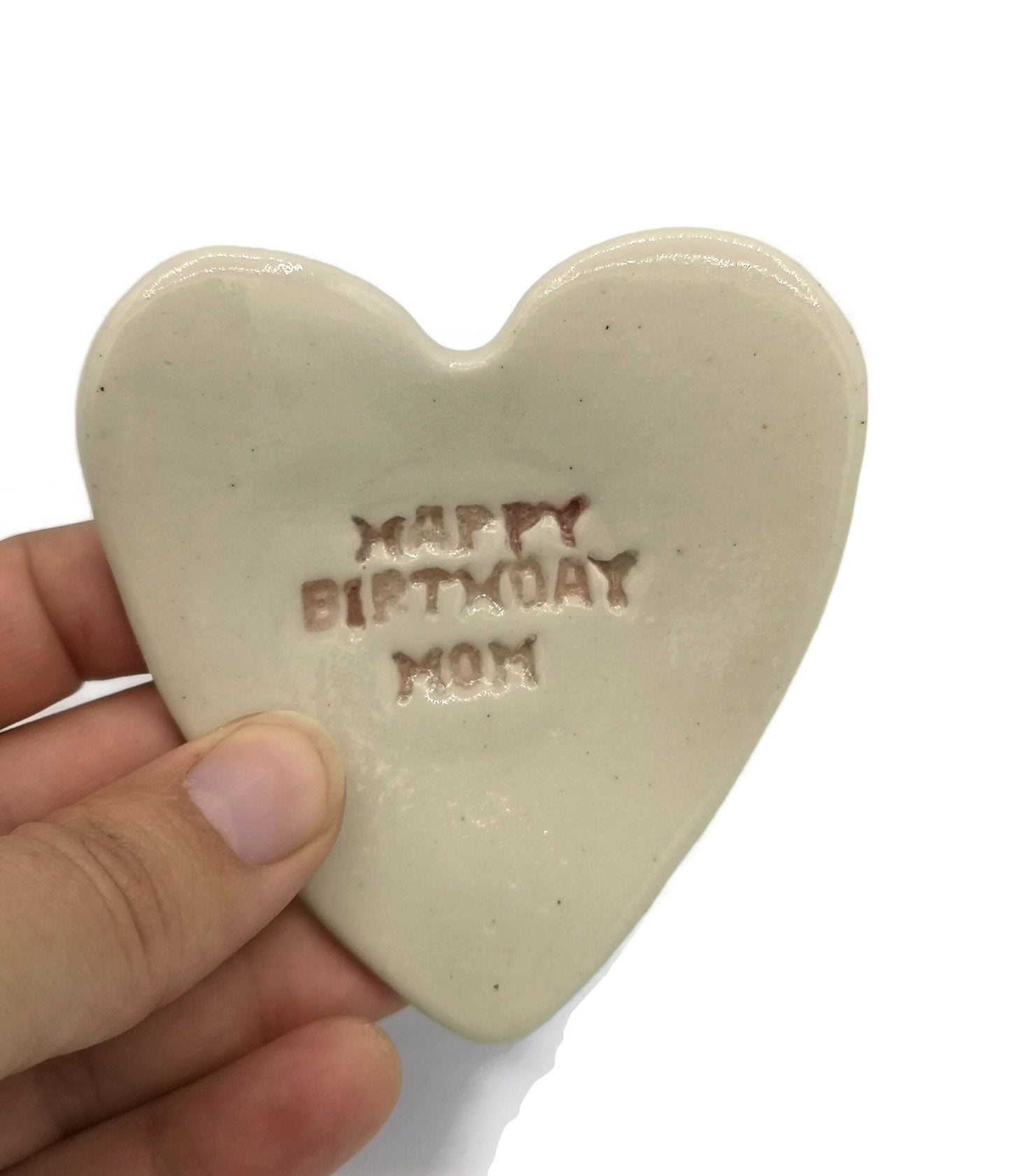 Ring Dish Heart Shaped, Mom Birthday Gift From Daughter, Happy Birthday Plate Handmade ceramics, Step Mom Gift - Ceramica Ana Rafael