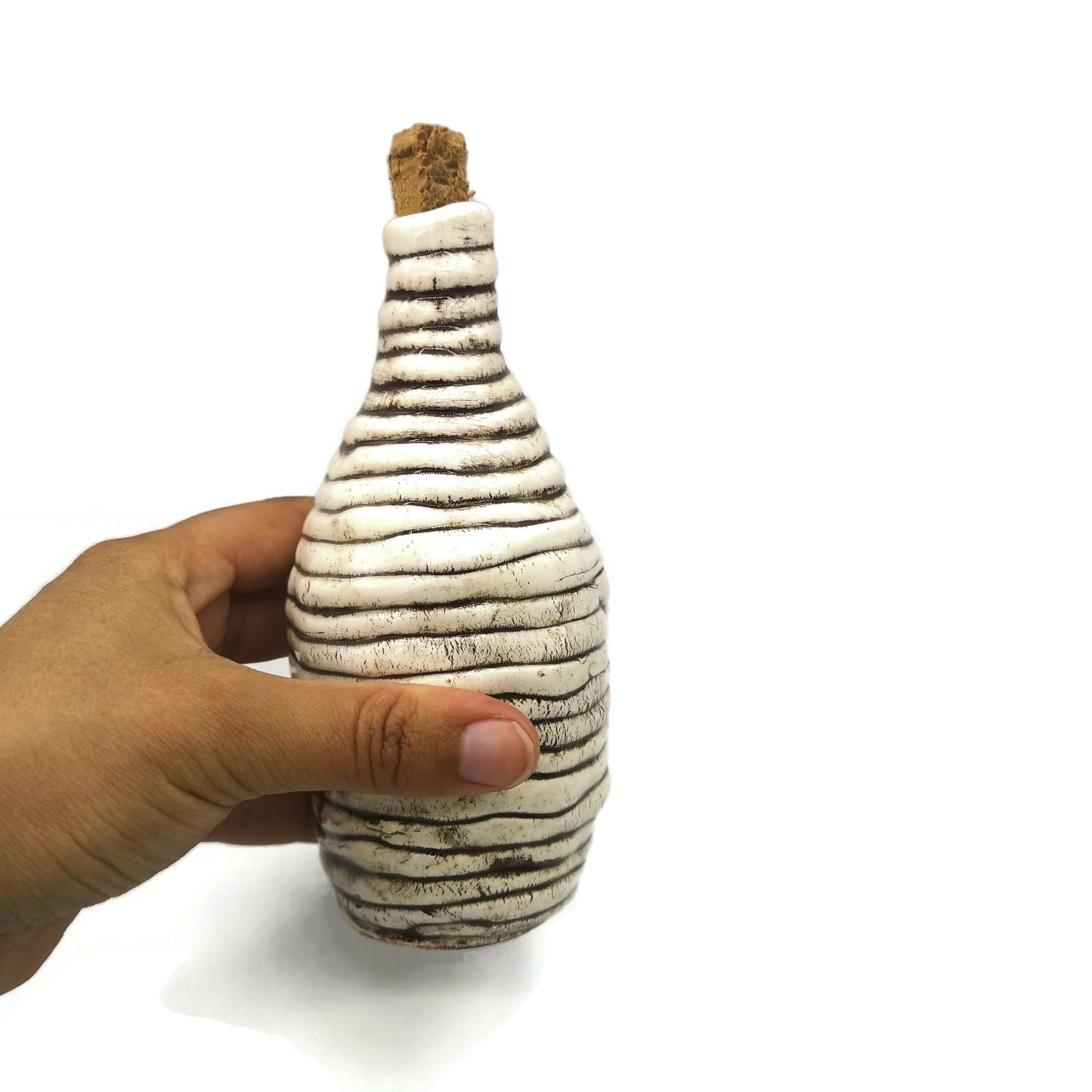 DECORATIVE BOTTLES, SMALL Ceramic Bottle With Cork, Host Gift, Housewarming Gift First Home - Ceramica Ana Rafael