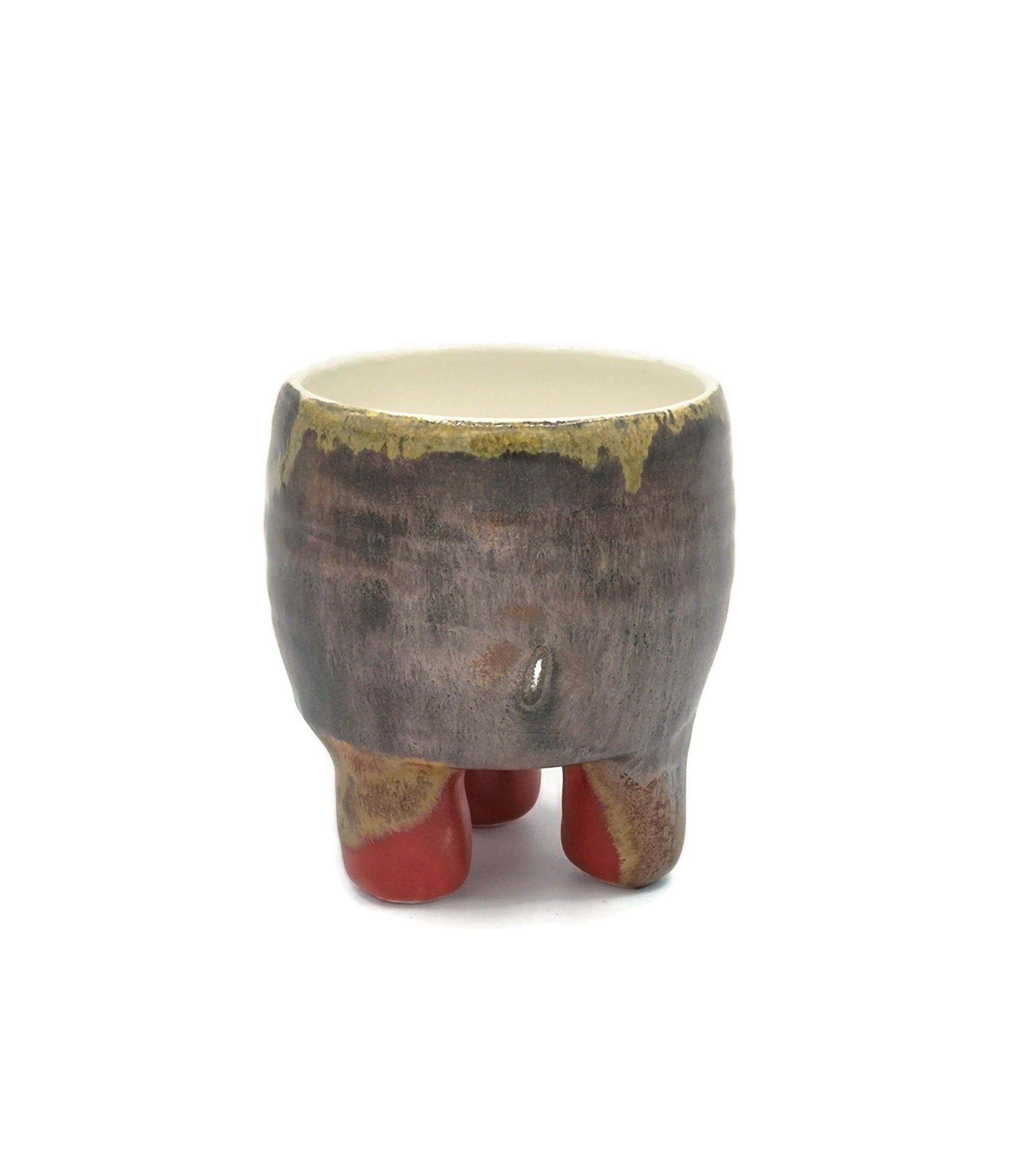 Reusable Coffee Cup, Handmade Ceramic Mug Modern, Large Handmade Hot Chocolate Fall Mug With Feet - Ceramica Ana Rafael