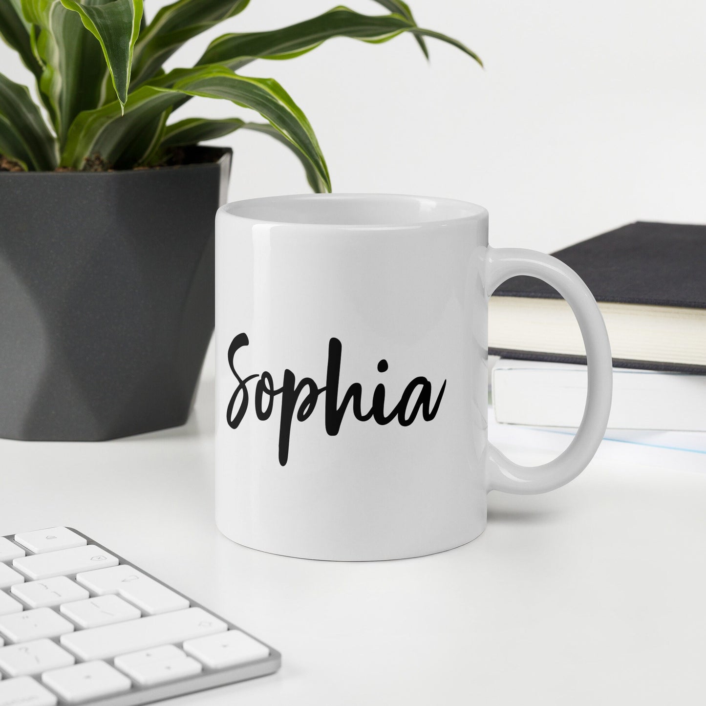 Taza de cerámica con nombre personalizado para mujer, taza grande con forma de hongo, regalos personalizados para ella, taza blanca con diseño impreso en negro y rojo