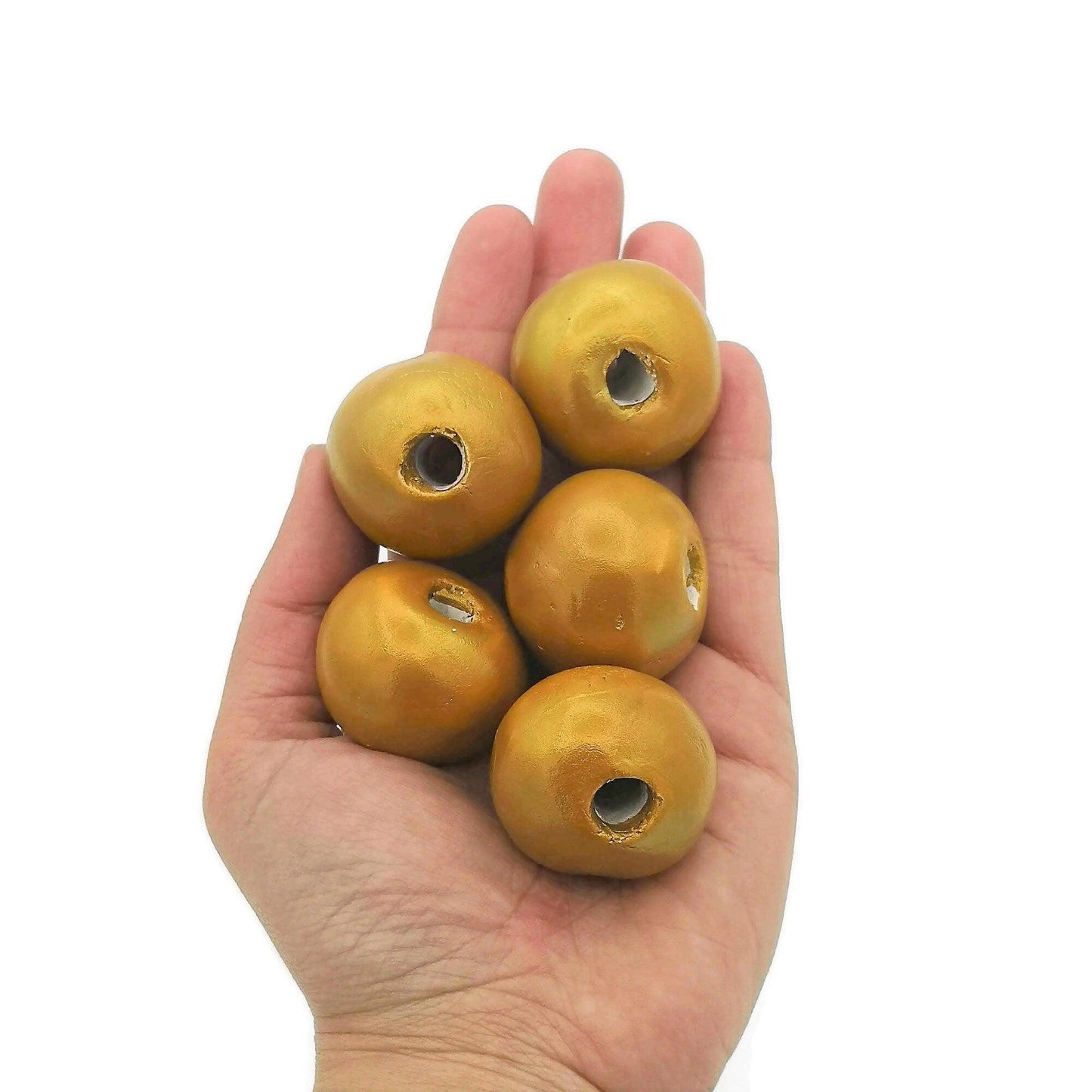 3pc 25mm Handmade Ceramic Beads for Jewelry Making, Matte Beads for Crafts,  Decorating, Macrame Beads Large Hole, Unique Mixed Clay Beads 
