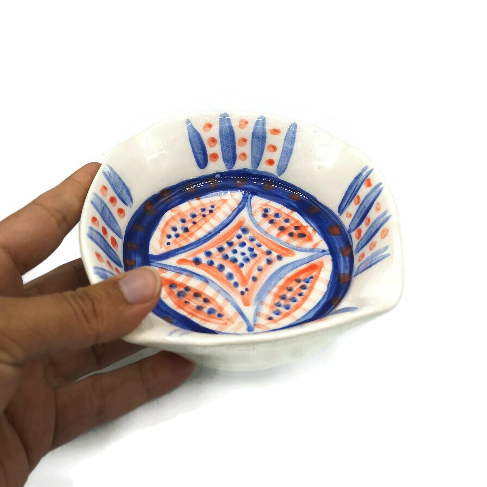 Handmade Ceramic Decorative Ashtray, Modern Hand Painted Cigar Ash Tray, Cool Unique Pottery Bowl - Ceramica Ana Rafael