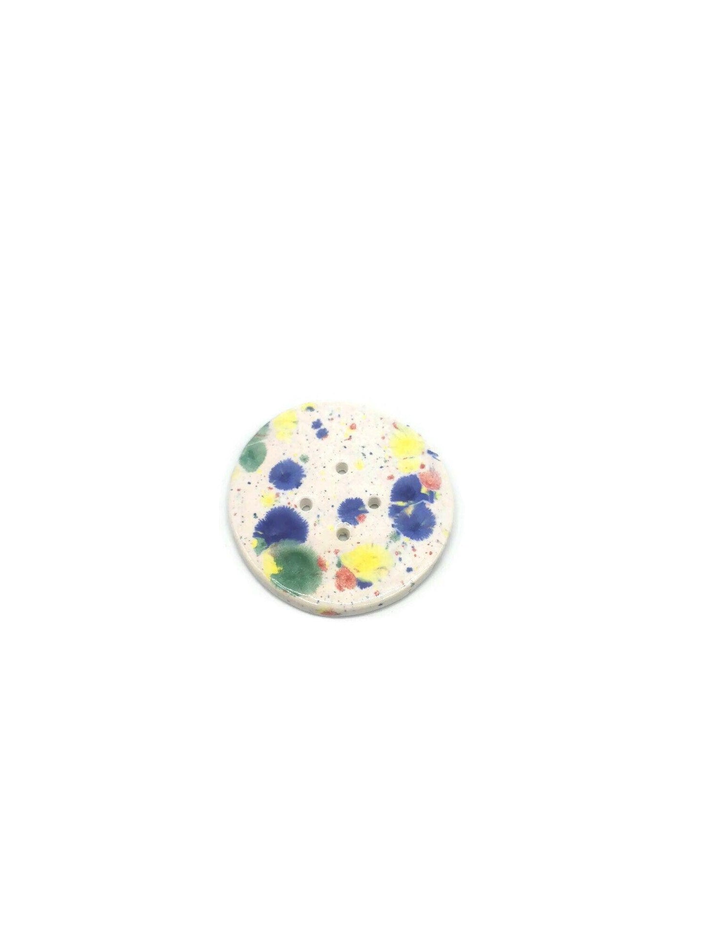 1Pc 65mm Colorful Giant Sewing Buttons, Jumbo Confetti Decorative Novelty Extra Large Buttons for Crafts, Handmade Ceramic Coat Button - Ceramica Ana Rafael