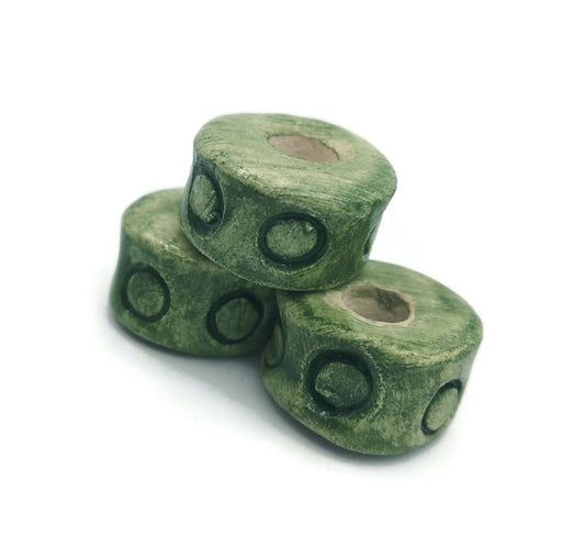 LARGE HOLE BEADS For Jewelry Making, Set Of 3 Clay Long Tube Beads For Macrame Or Dreadlock - Ceramica Ana Rafael