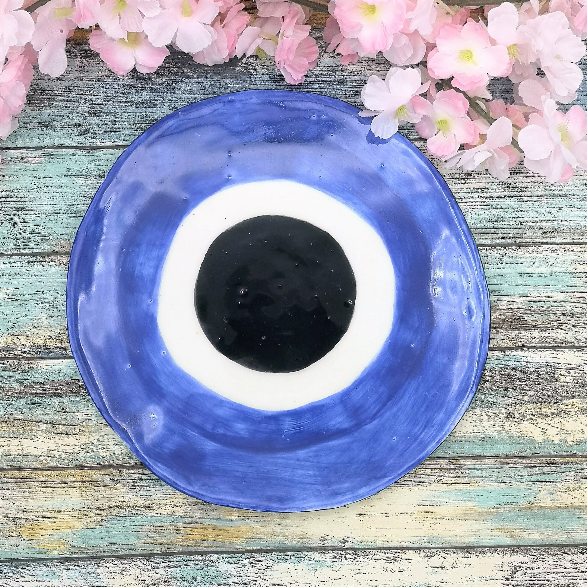 Hand-Painted Blue Evil Eye Ceramic Tile Trivet For Hot Dishes | Kitchen Hot Dish Holder | Handmade Ceramic Housewarming Gift - Ceramica Ana Rafael