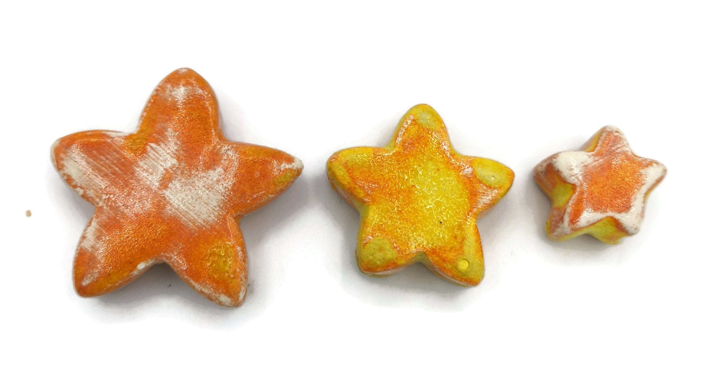 1Pc Handmade Ceramic Star Beads For Jewelry Making, Unique Clay Beads For Macrame, Large Beads, Unusual Porcelain Bead - Ceramica Ana Rafael