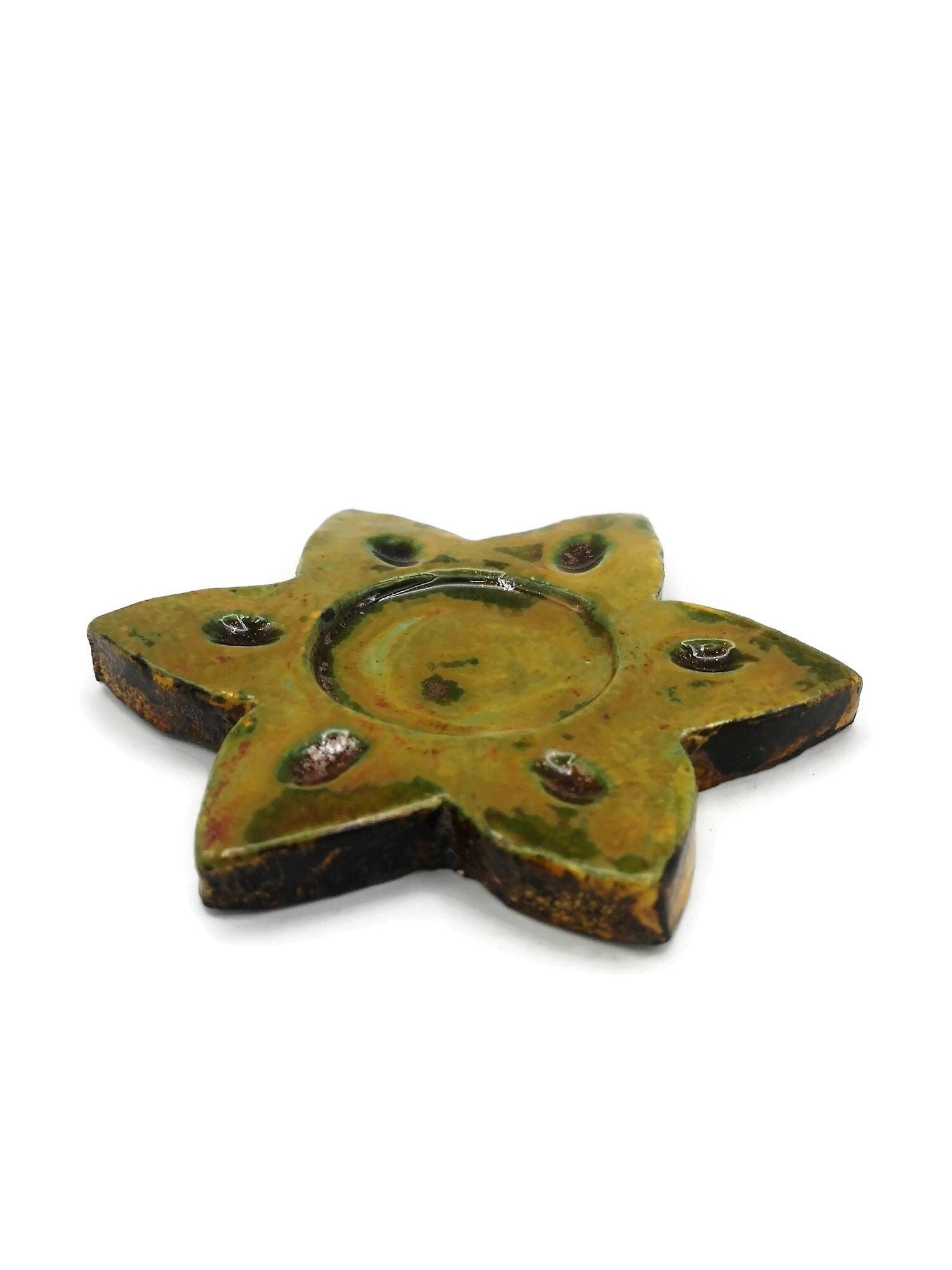 Handmade Ceramic Star Candle Holder For Home Decor, Office Desk Accessories For Her, Artisan Pottery Tealight Holder, Gift Idea For Women - Ceramica Ana Rafael