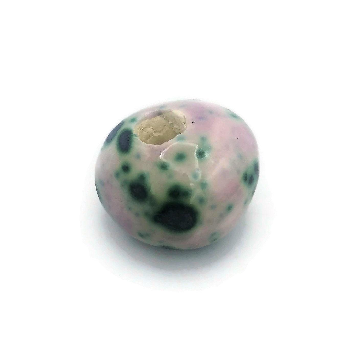 1pc Extra Large Macrame Bead Large Hole, Handmade Ceramic Beads For Clay Jewelry Making, Unique Porcelain Bubblegum Beads - Ceramica Ana Rafael