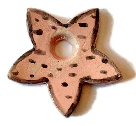 Clay Charms, Unique Jewelry Making Necklace Pendant, Handmade Ceramic Flower Pendant, Large Geometric Pendant Eclectic Jewelry Star Shaped - Ceramica Ana Rafael