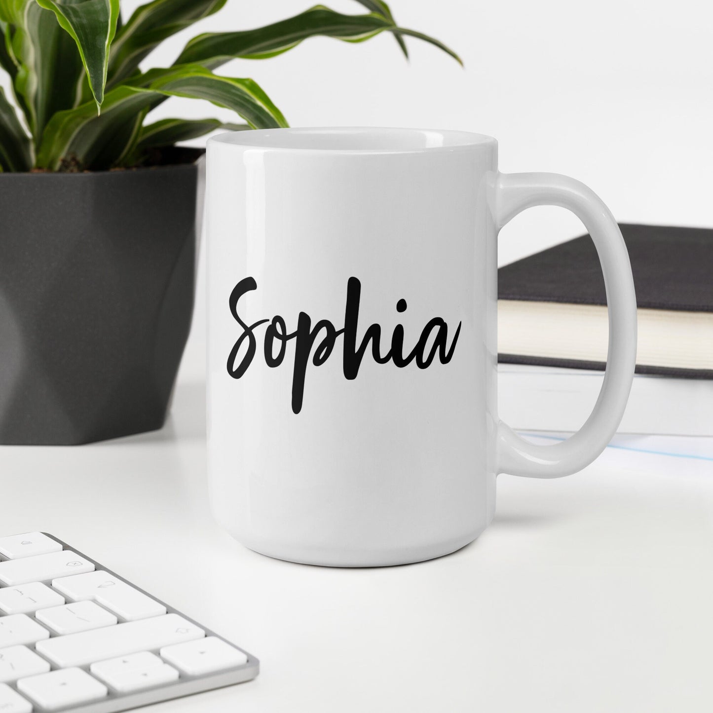 Taza de cerámica con nombre personalizado para mujer, taza grande con forma de hongo, regalos personalizados para ella, taza blanca con diseño impreso en negro y rojo