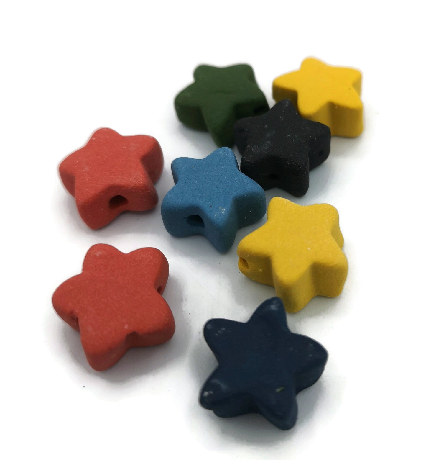 8 Pcs Handmade Ceramic Beads Ready To Ship, Cute Star Shape Assorted Beads For Jewelry Making, Unique Clay Spacer Beads, Most Sold Items - Ceramica Ana Rafael