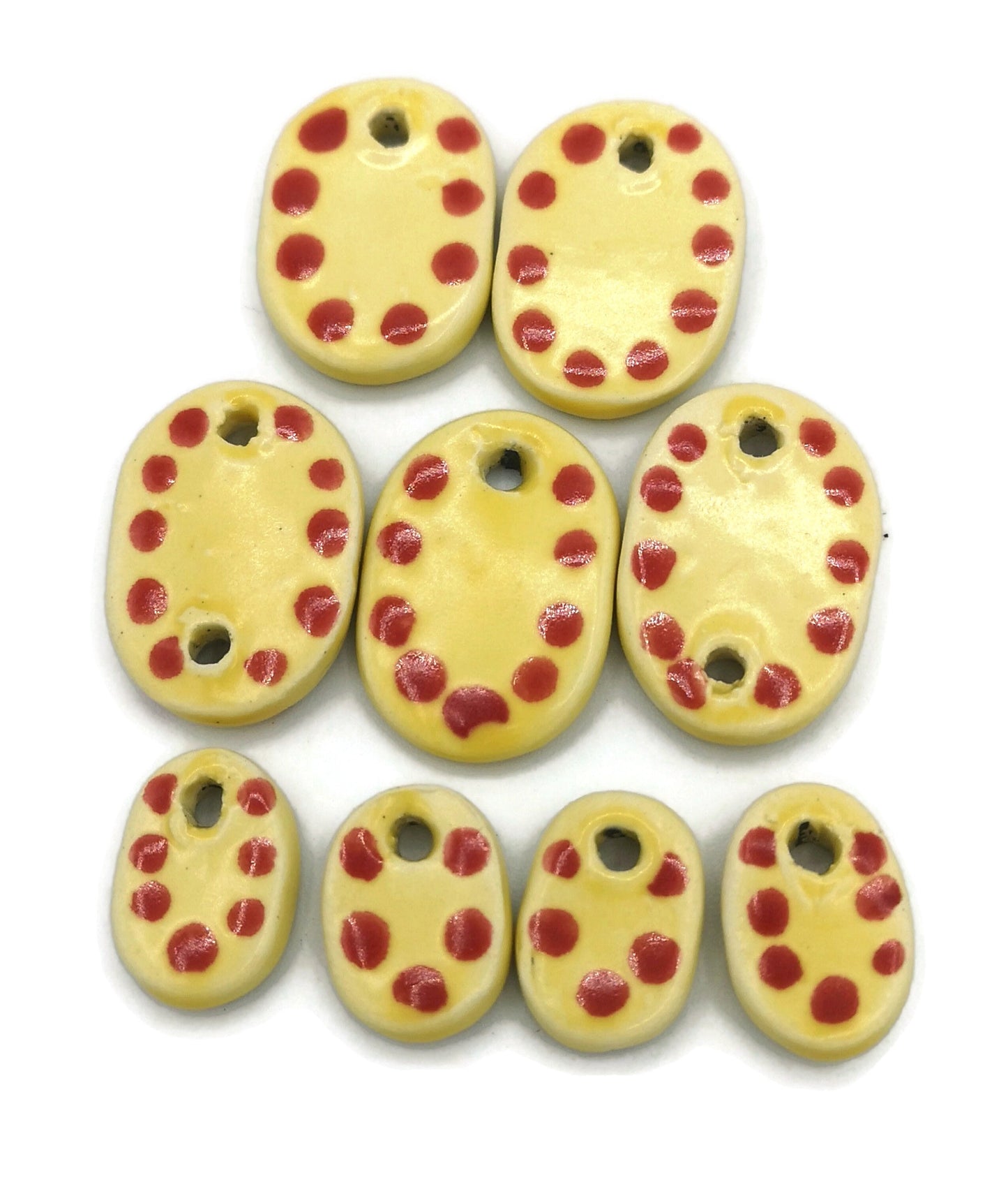 CUTE CLAY CHARM, Set Of 9 Ceramic Jewelry Making Necklace Pendant Large - Ceramica Ana Rafael