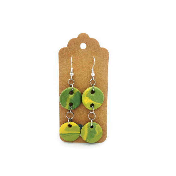 Green Handmade Ceramic Dangle Earrings For Women