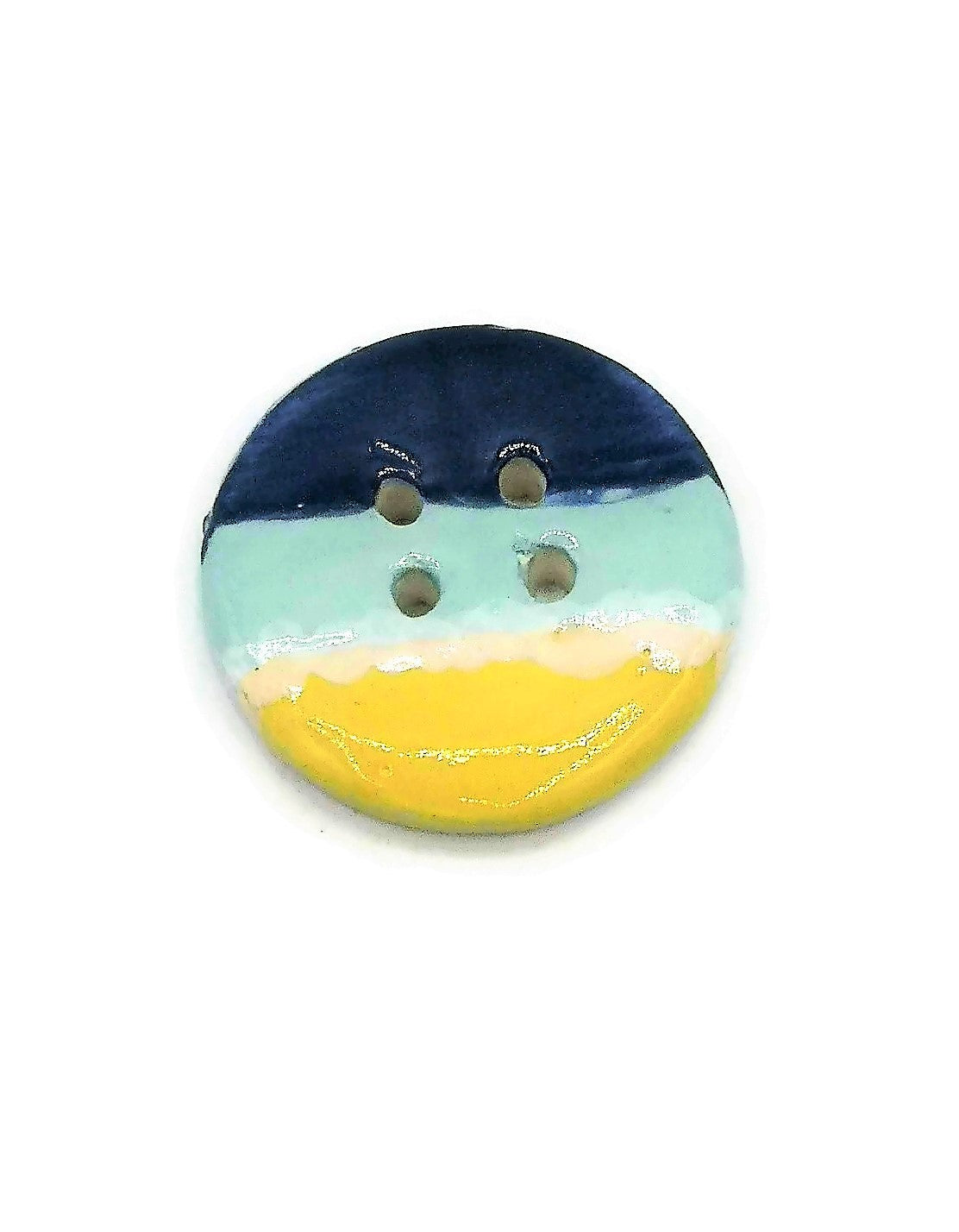 1Pc Handmade Extra Large Ceramic Buttons | Blue and Yellow Decorative Sewing Supplies | Novelty Beach Themed Coat Buttons