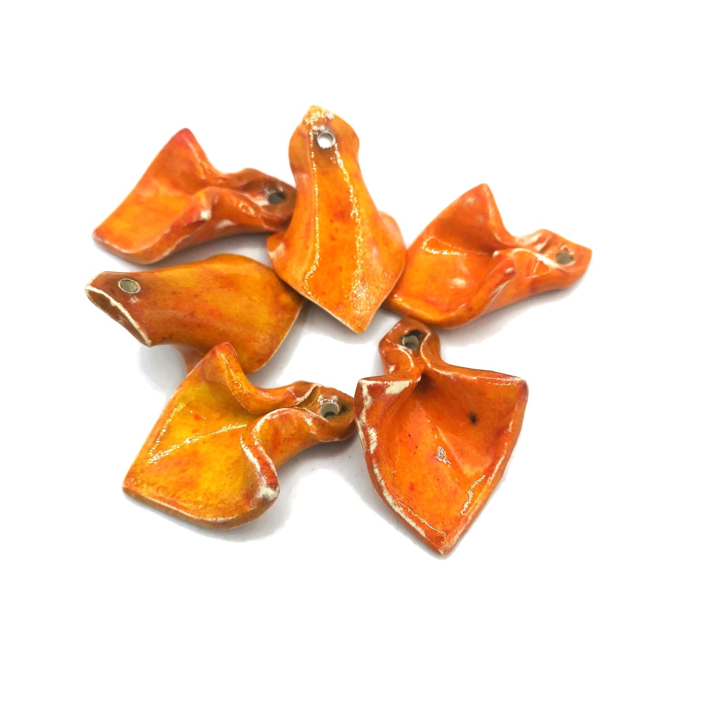 Large Irregular Ceramic Pendant - Handmade Orange Porcelain Statement Jewelry, Unique Modern Necklace Pendant