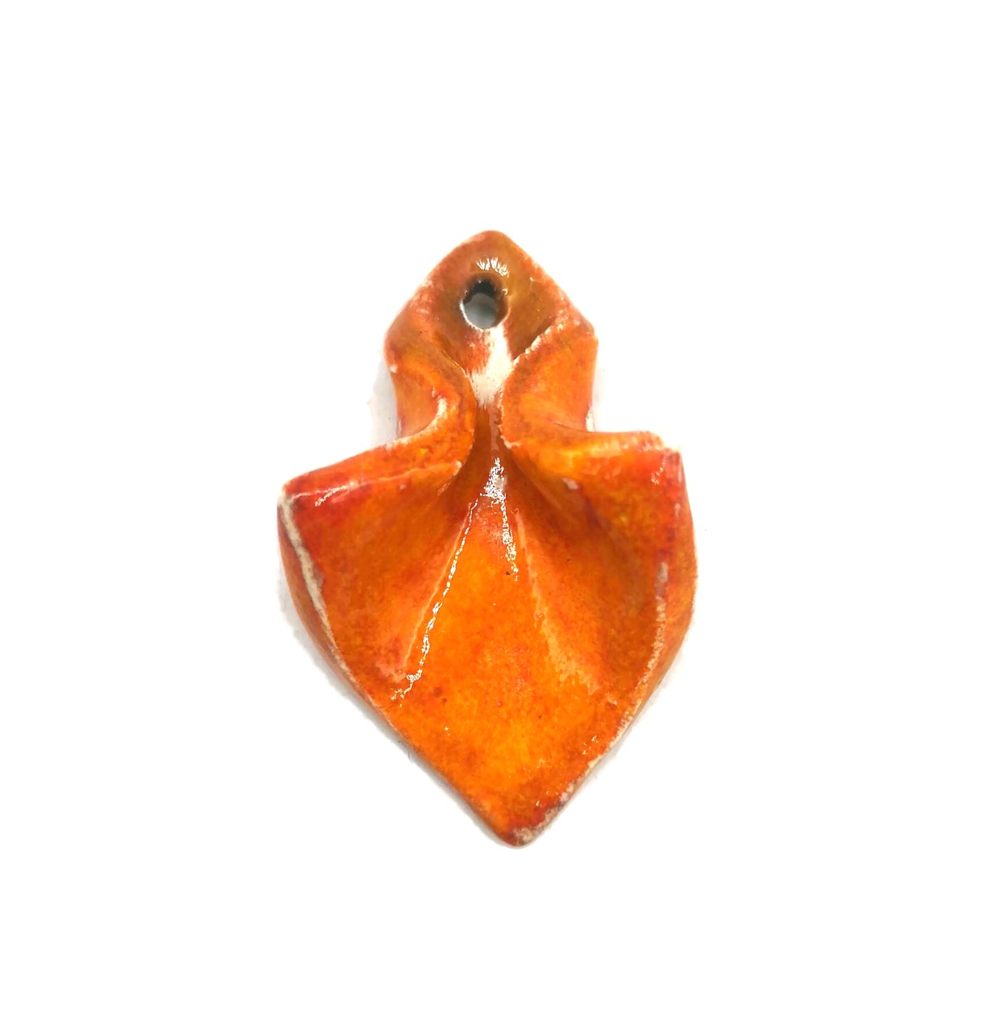 Large Irregular Ceramic Pendant - Handmade Orange Porcelain Statement Jewelry, Unique Modern Necklace Pendant