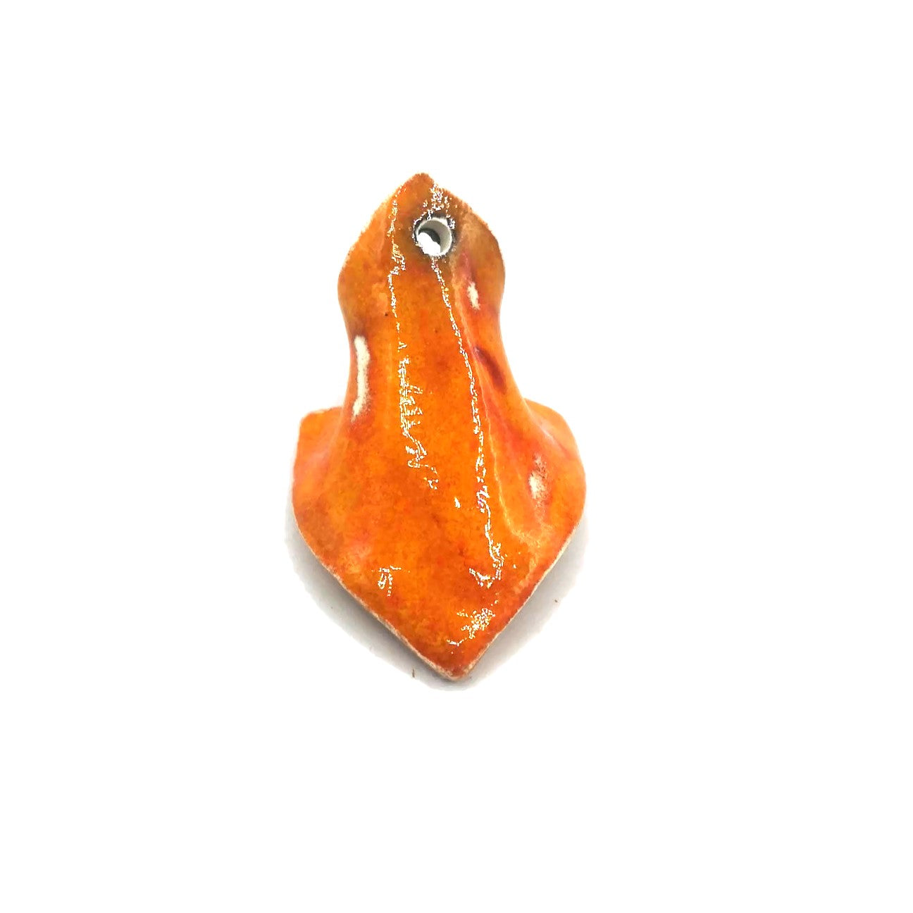 Large Irregular Ceramic Pendant - Handmade Orange Porcelain Statement Jewelry, Unique Modern Necklace Pendant