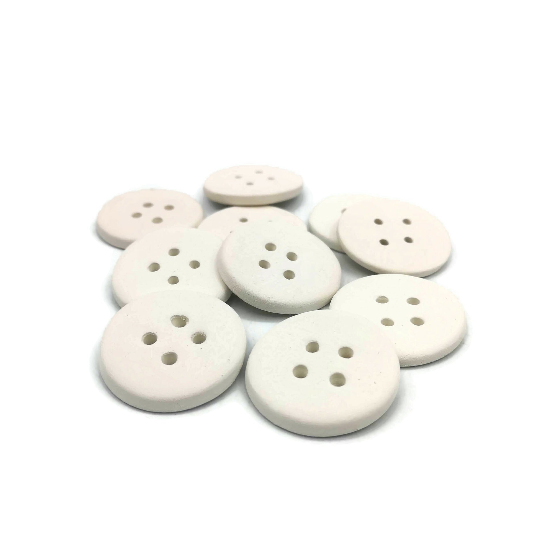 Handmade ceramic Sewing buttons Set, Unpainted Ceramic Bisque ready To Paint, Upholstery Buttons Round Shape, Best Gifts For Her Large Blank - Ceramica Ana Rafael