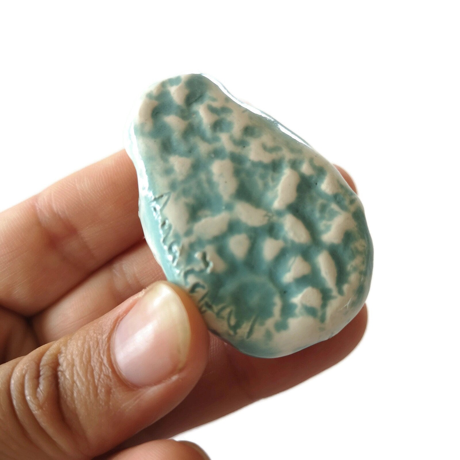 Handmade Ceramic Turquoise Pendant, Unique Jewelry Making Clay Charms, Jumbo Clay Pendant, Most Sold Items Necklace Pendant - Ceramica Ana Rafael