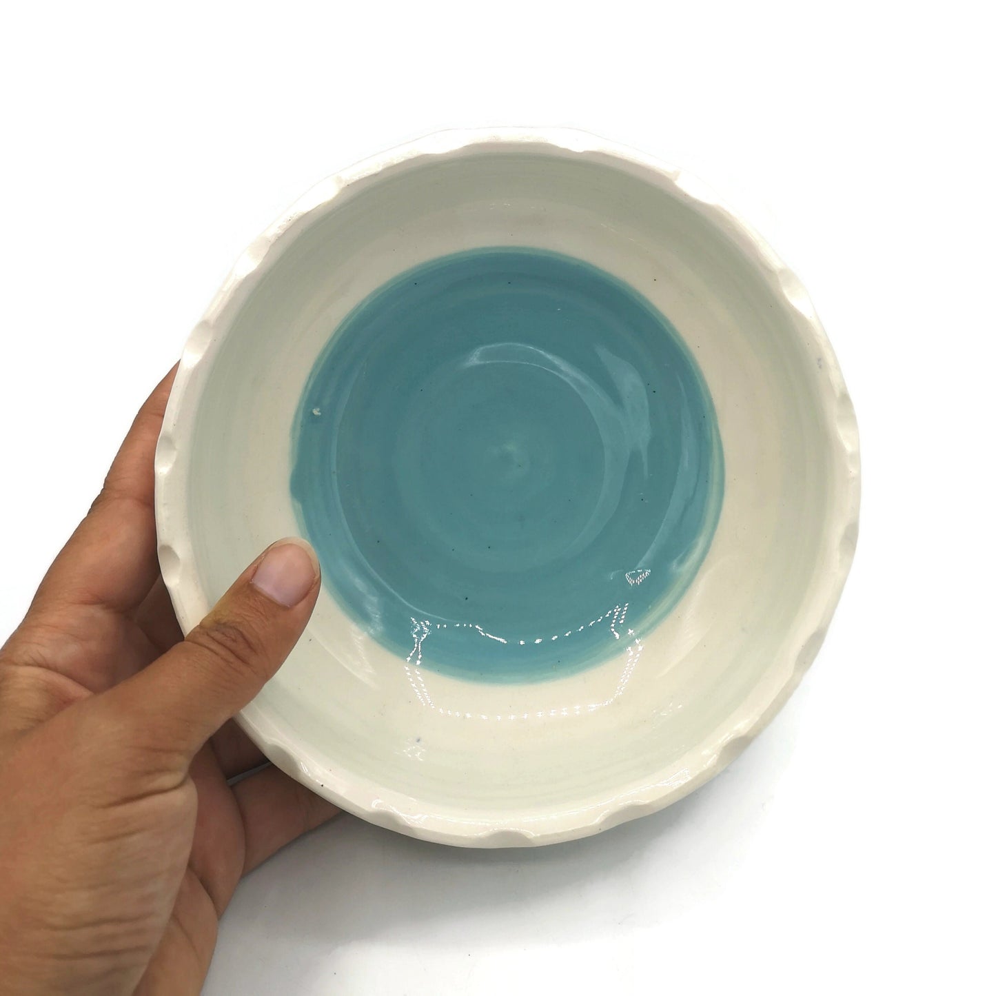 Turquoise Blue and White Handmade Ceramic Bowl, Decorative Artisan Pottery For Home Decor, Unique Housewarming Gift Ideas First Home For Him - Ceramica Ana Rafael