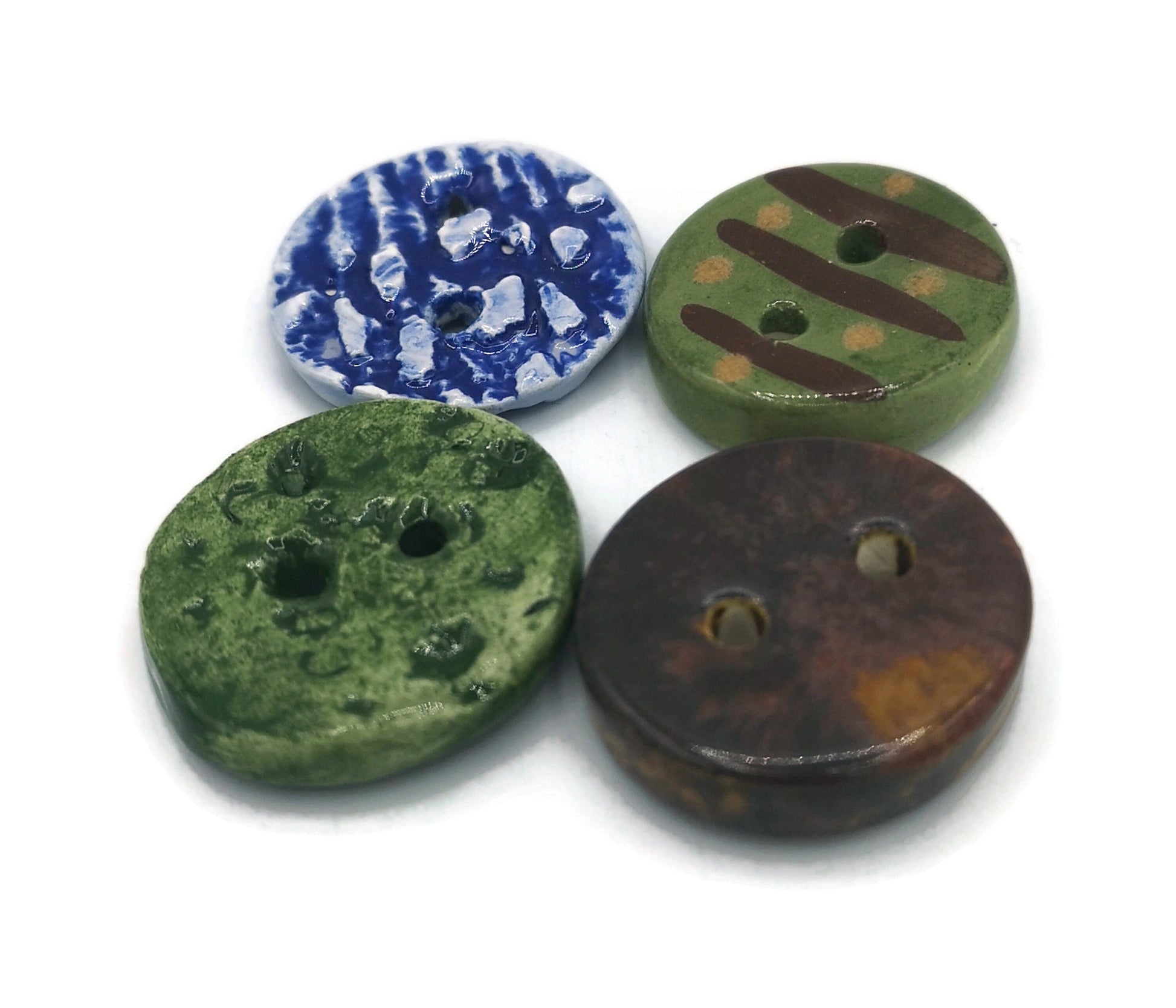 4Pc 30mm Handmade Ceramic Sewing Buttons, Round Large Buttons, Coat Buttons, Jewelry Making Buttons Antique Look, Sewing Supplies and Notion - Ceramica Ana Rafael