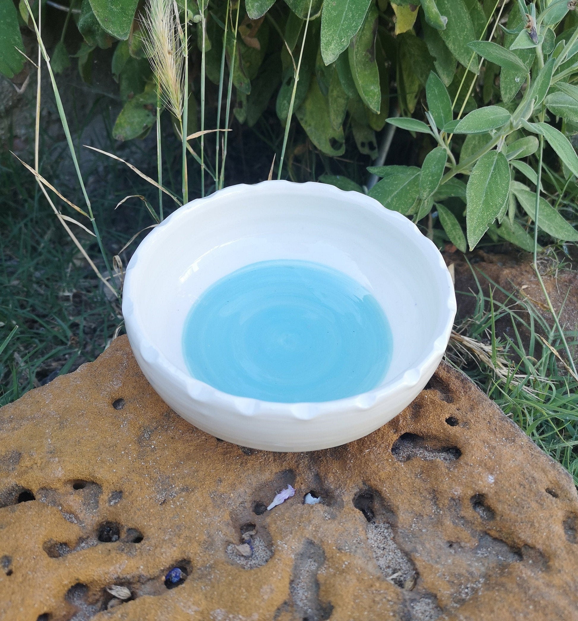 Turquoise Blue and White Handmade Ceramic Bowl, Decorative Artisan Pottery For Home Decor, Unique Housewarming Gift Ideas First Home For Him - Ceramica Ana Rafael