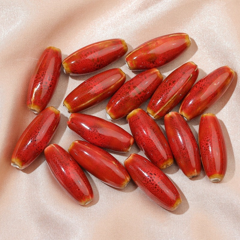 10 Pcs Large Ceramic Bullet Beads – Jewelry Making & Craft Supplies