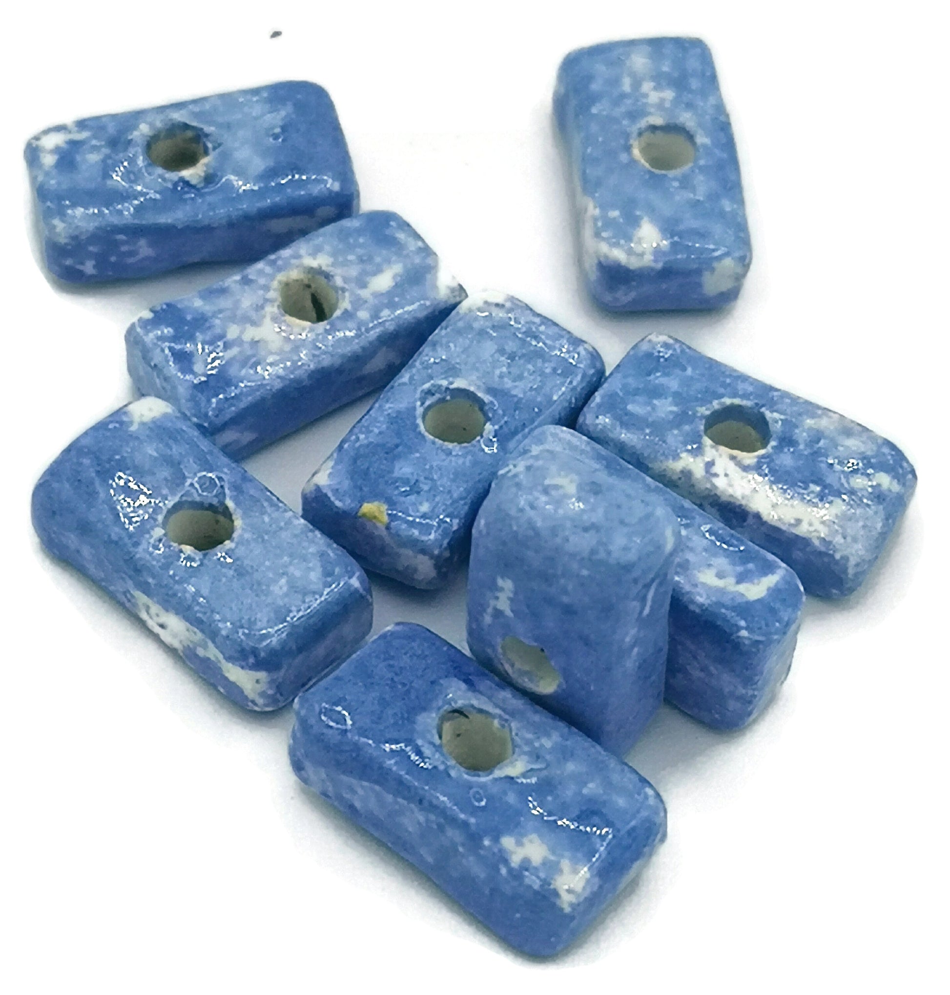 RECTANGLE BEAD, CERAMIC Beads, 2mm Hole Beads For Jewelry Making, Set of 9 Flat Square Beads, Spacer Beads - Ceramica Ana Rafael