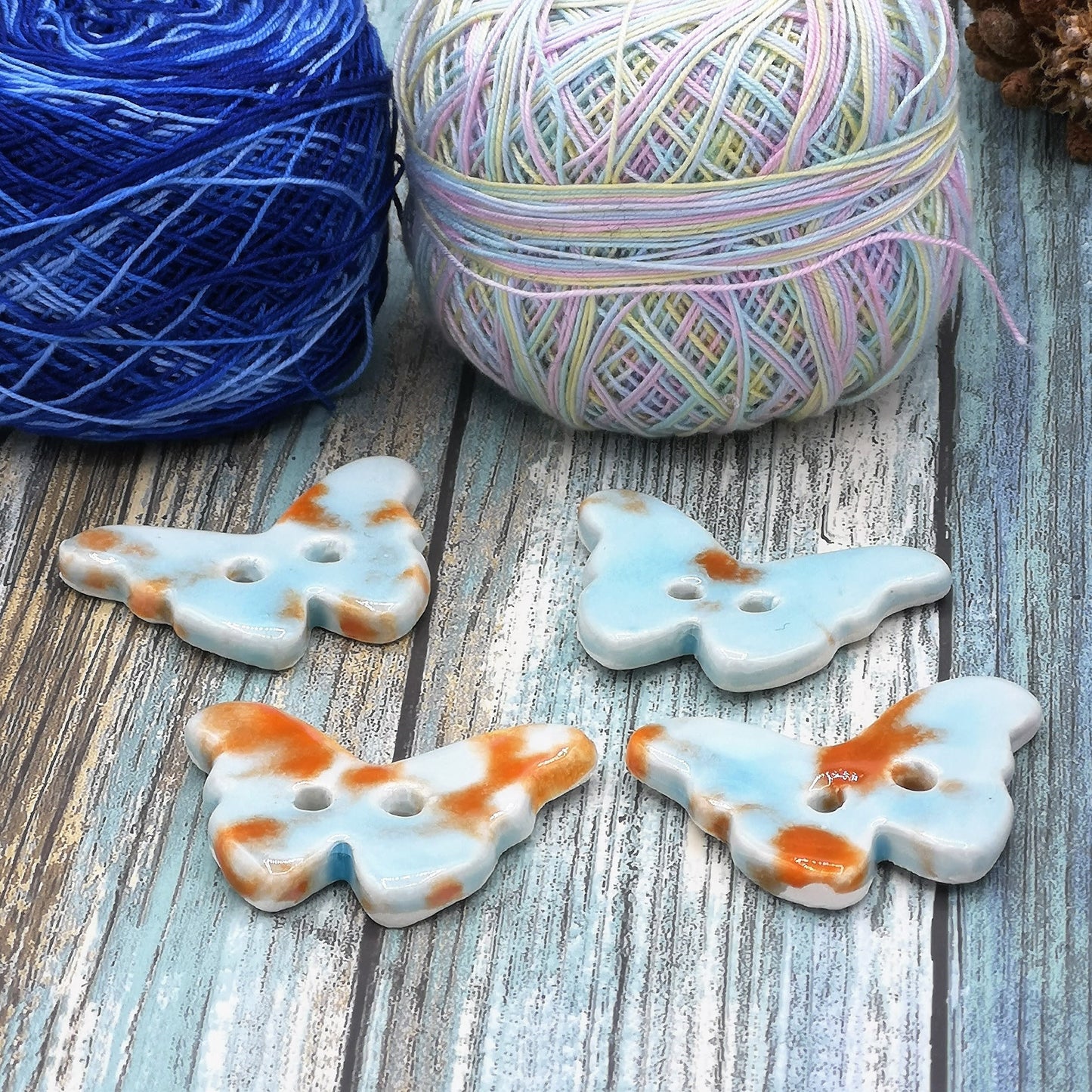 Butterfly Buttons, Cute Buttons, Designer Button, Set of 4 Ceramic Sewing Button For Crafts, Large Fancy Porcelain Buttons Gifts For Her - Ceramica Ana Rafael