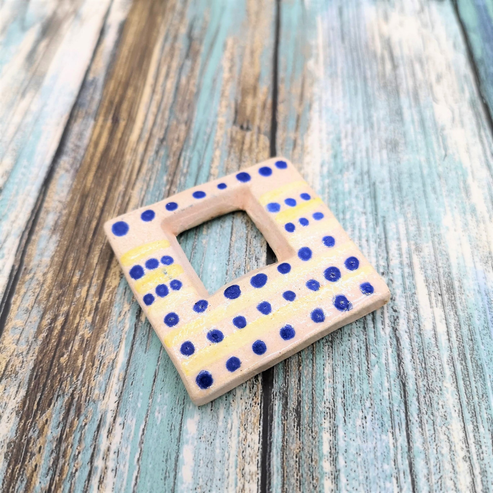 Large Square Necklace Pendant For Jewelry Making, Aesthetic Geometric Clay Charms, Handmade Ceramic Geometric Pendant Hand Painted - Ceramica Ana Rafael