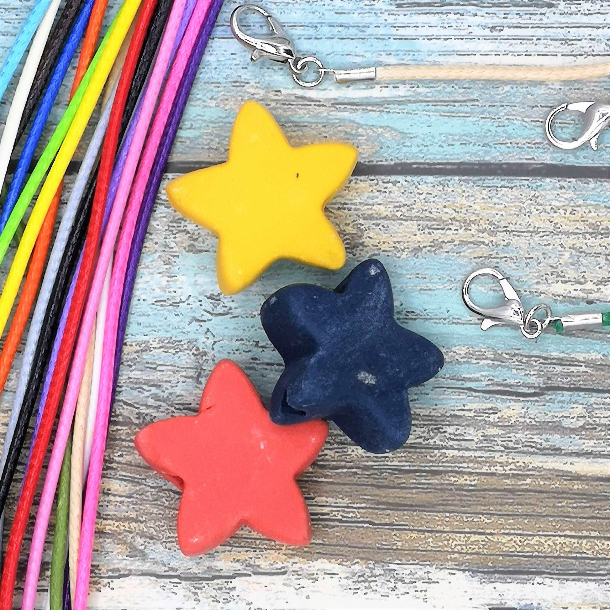 Handmade Ceramic Star Beads, Assorted Set Of 3 Ceramic Beads 2mm Hole, Large Colorful Jewelry Making Supplies - Ceramica Ana Rafael