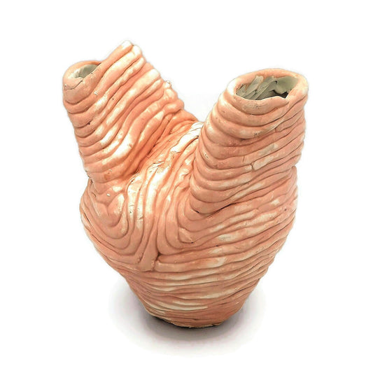 Sculptural Handmade Ceramic Pink Vase With Texture and Organic Shape, Unique Bud Vase For Home Decor - Ceramica Ana Rafael