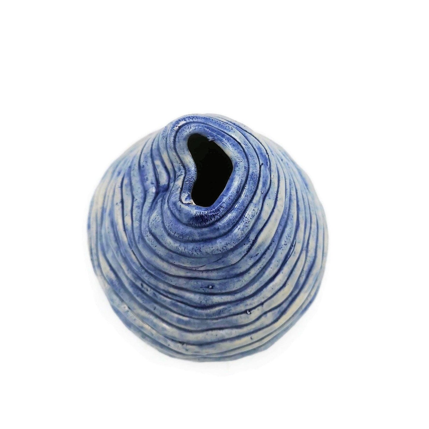 1pc Blue Handmade Ceramic Small Vase Irregular Shaped Pottery Abstract Sculpture Ceramic Vessel Best Sellers Mom Birthday Gift From Daughter - Ceramica Ana Rafael