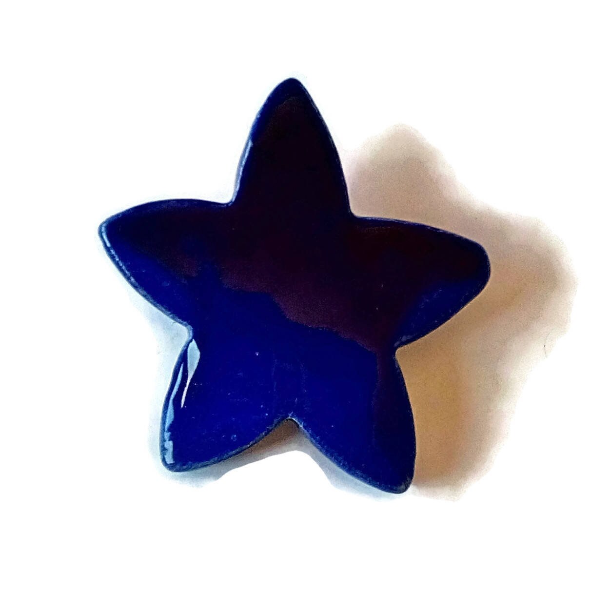 Unique Handmade Ceramic Glssy Dark Blue Star Brooch For Women, Clay Broach Pin For Her, Small Celestial Scarf Brooch Gift For Wife - Ceramica Ana Rafael