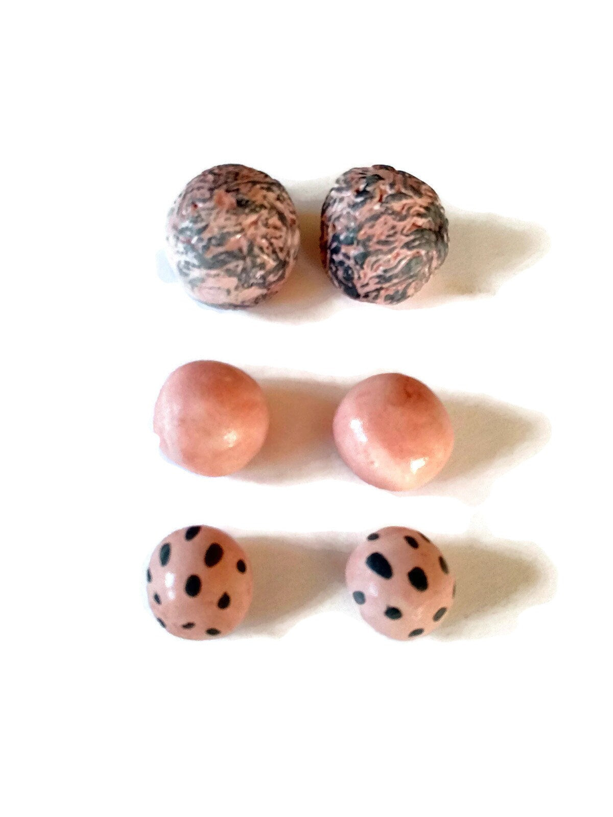 6Pc Handmade Ceramic Pink Cabochons For Jewelry Making For Women Or Girls, Assorted Creepy Cute Round Cabochon For Clay Earrings Making, - Ceramica Ana Rafael